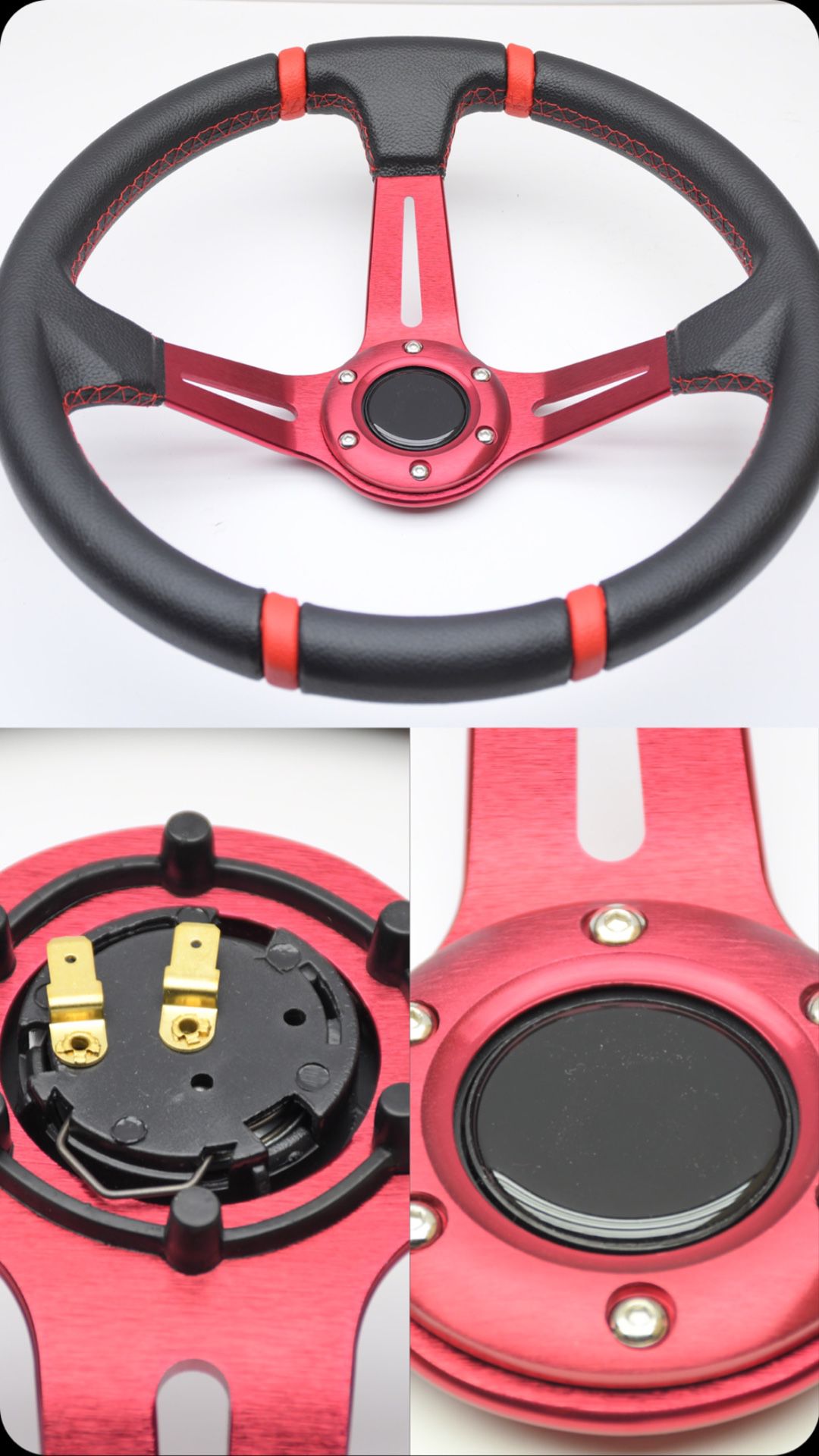 Red universal steering wheel for Honda Chevy Jeep Toyota
