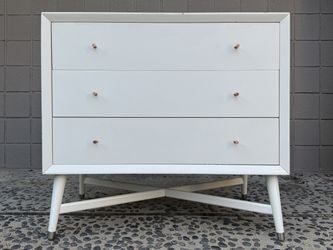 DwellStudio Mid-Century Dresser — French White, Copper Knobs