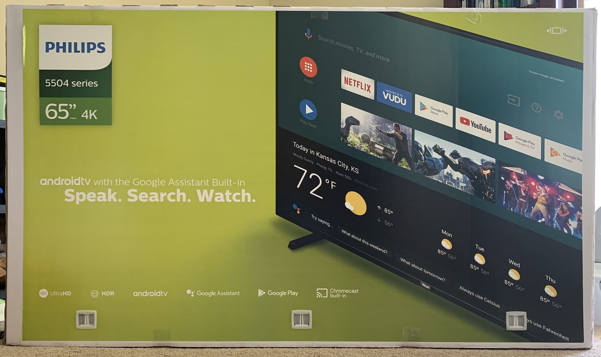 Like New in Box Philips 65 Class 4K Ultra HD (2160p) Android