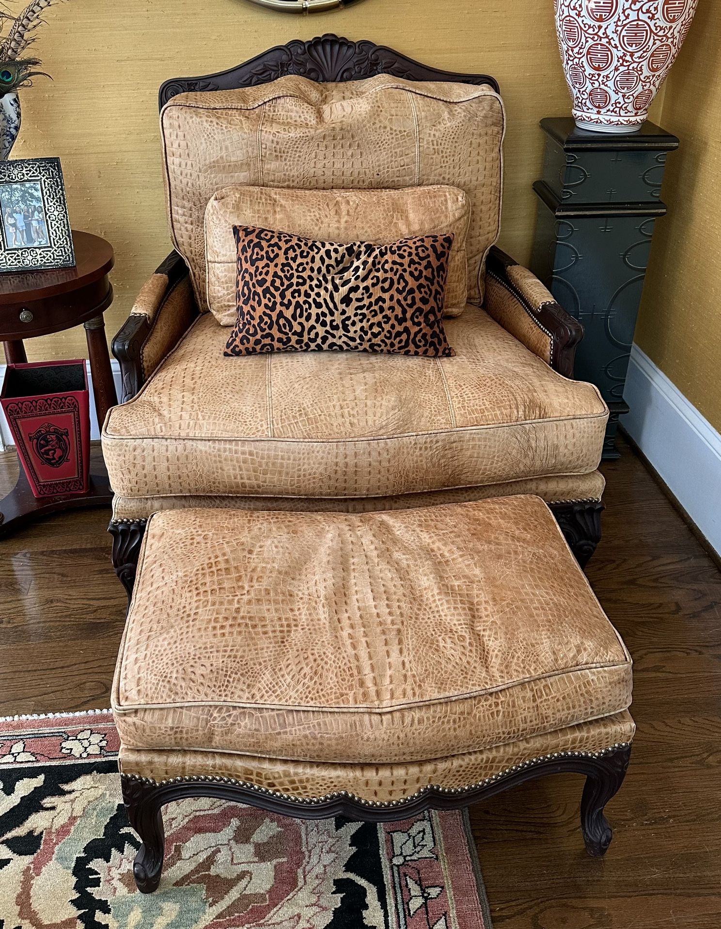Old Hickory Tannery Leather Chair & Ottoman