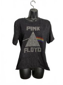 Forever 21 Black Pink Floyd Rhinestone Graphic T-Shirt Women's Small NEW