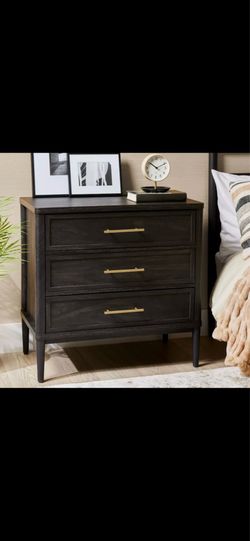 Better Homes & Gardens J Oaklee Oversized 3-Drawer Nightstand, Charcoal