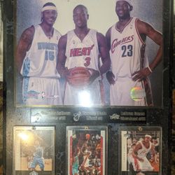 LeBron Carmelo And Dwyane Wade Plaque And Cards