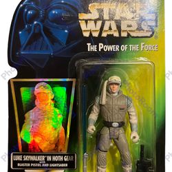 Star Wars 1996 Collection 2 Luke Skywalker In HOTH Gear With Blaster Pistol And Lightsaber Holo