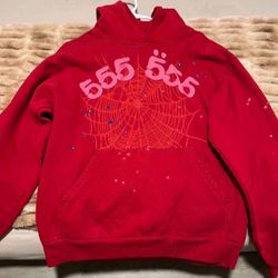 Sp5der Worldwide Red Angel Number 555 Hoodie