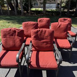 6 Steel Patio Chairs with Cushions