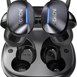 CALCINI Wireless Earbuds IPX8 Waterproof Sport True Wireless Earbuds Bluetooth Headphones with Replaceable Ear/Wing Tips Bass Stereo Surround Built in