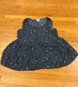 Lauren Conrad Floral Tiered Nacy Blue Shirt - Large