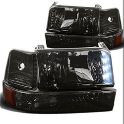 1992 to 1996 Ford F-150 F-250 F-350 Bronco Headlights Luces Micas calaveras faros Focos smoked led