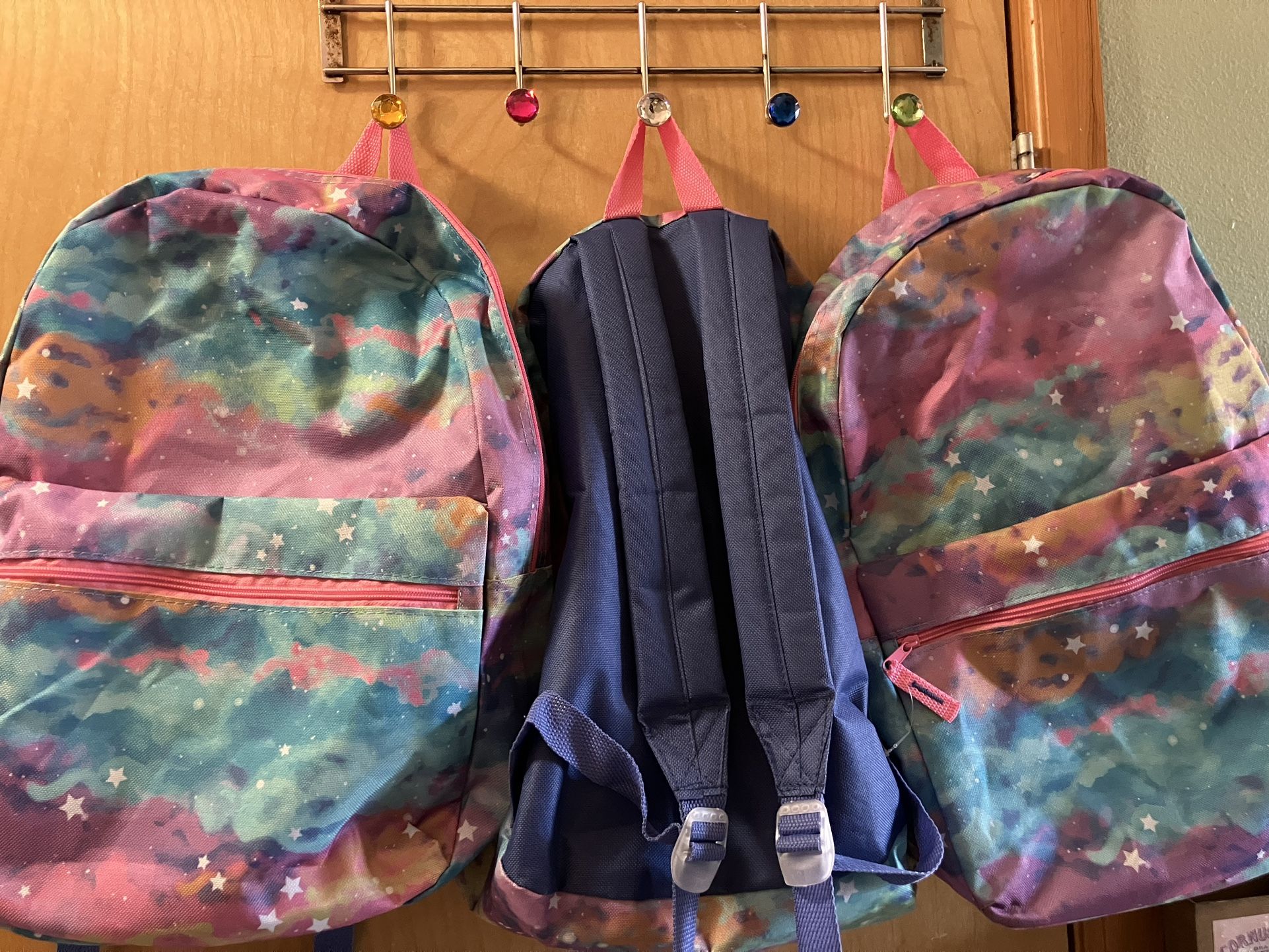 🌈 Cute Girls’ Backpack – Rainbow Galaxy Pattern