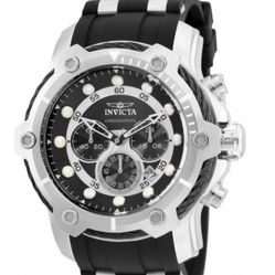 Invicta Black and Silver bolt Chronograph Watch Mens