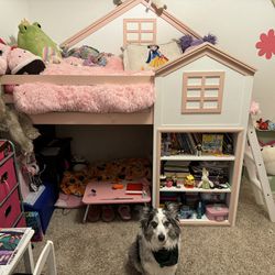 Loft Bed House With Bookcase & Storage - Twin XL
