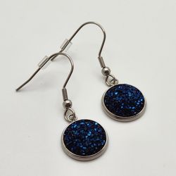 Blue Faux Druzy Earrings
