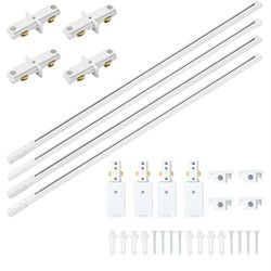 8836: New H Type Track Rails Kit - 13FT with End Caps and Live End Feed Connector, Compatible with 120V H Style Track System and Heads, White