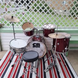 7 Peice CB Ruby Red Drum Set Pearl Symbols 
