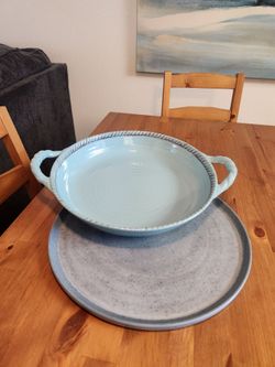 LIKE NEW Melamine Blue Serving Trays Tommy Bahama w/ Handles and Crate & Barrel $15 Total (SE San Diego)