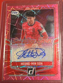 2024-25 Panini Donruss FIFA Heung-Min Son Signature Series Red Cracked Ice Auto SSP Tottenham Korea