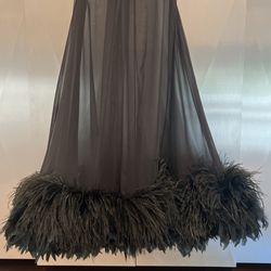 Tulle Skirt With Real Ostrich Feathers