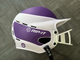 Rip-IT Women’s Vision Pro Size: Medium/Large (6 1/2 - 7 3/8) Two-Tone Softball Batting Helmet Purple White