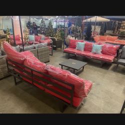 New Outdoor Patio Sectional Set with Aluminum Frame In Red
