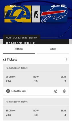 Rams vs Bills Monday night Football Oct 12th