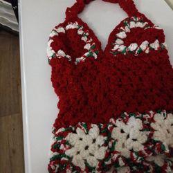 Glittering Crochet Christmas Halter Top 
