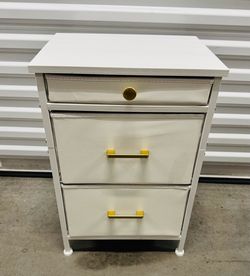 White Nightstand Table w/ 3 Fabric Drawers $20