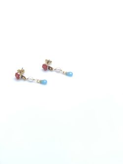 14K Gold Painted Enamel Glazed Earrings