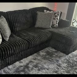 BLACK CORDUROY L- Shape SECTIONAL 🖤😍🖤😍