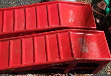 Red metal Car Ramps Pair