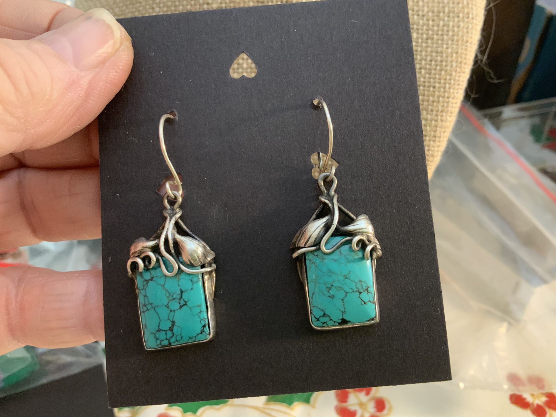 Vintage Sterling And Turquoise Earrings 