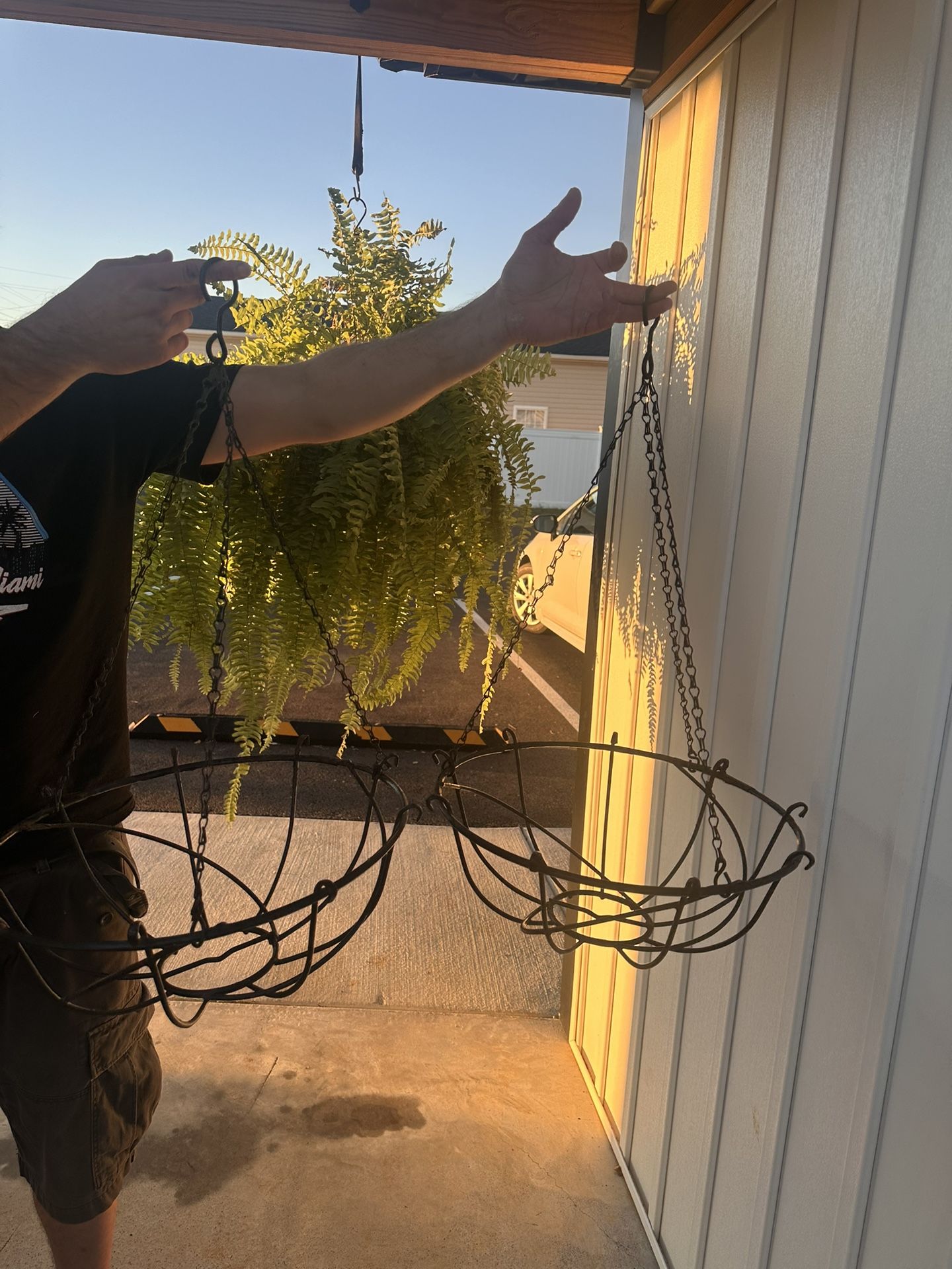 Two Vintage Wire Hanging Baskets