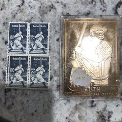 1996 Babe Ruth Gold Foil & 6 Stamps
