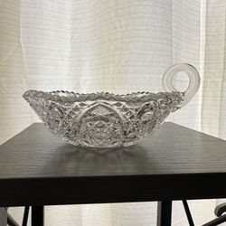 Vintage Glass Nappy Bowl With Handle
