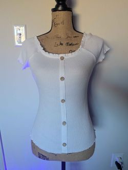 DEREK HEART BEACHY COQUETTE COTTAGE CORE KNIT TOP SIZE LARGE