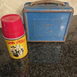 Vintage 1950 Metal Hopalong Cassidy Blue Lunchbox matching Thermos ALADDIN 