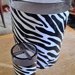 Zebra Waste Basket And Toothbrush Holder