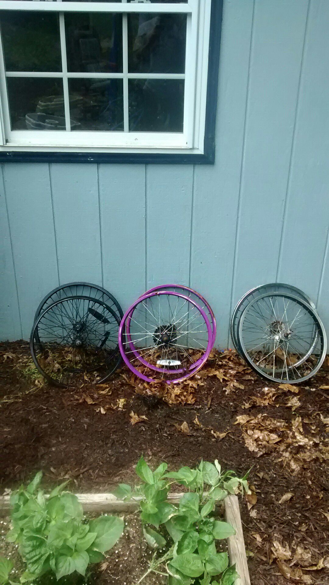 Three sets of bike rims all 20 inch