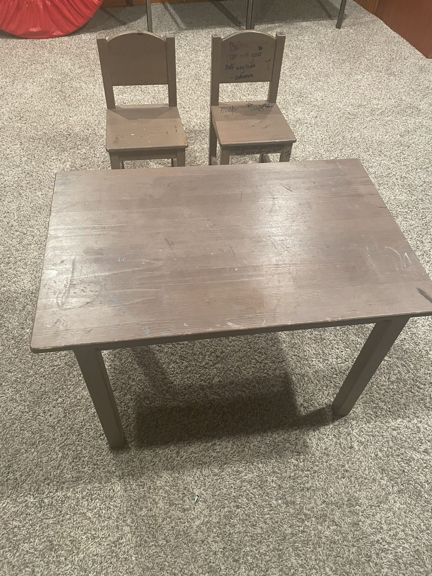 Kids Study Table With 2 Wooden Chairs For $40