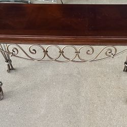 Wrought Iron & Wood Console Table – Spanish Revival Style – 50”x18”x26”