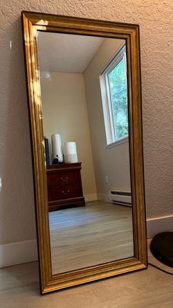 Large Floor Mirror with Gold Frame (44" x 20")