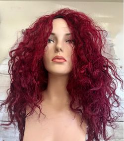 Long Curly Dark Red Costume Wig