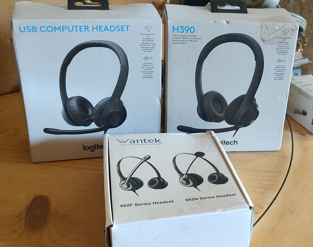 Lot Of Three Wired Headsets For Work At Home