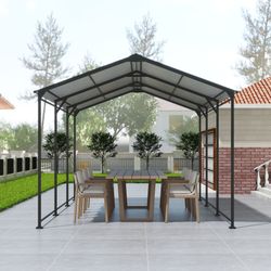 Metal Carport 10 ×15 FT Heavy Duty with Galvanized Steel Roof, Metal Garage Canopy with Galvanized Steel Roof & Frame, Car Tent Outdoor Storage Shed f