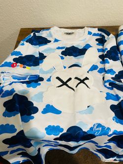Detox Men's M Cloud Bunny Graphic Pullover Hoodie Blue/White Pockets