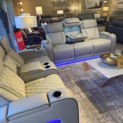 Sofa And Loveseat       Power Reclining Living Room Set 