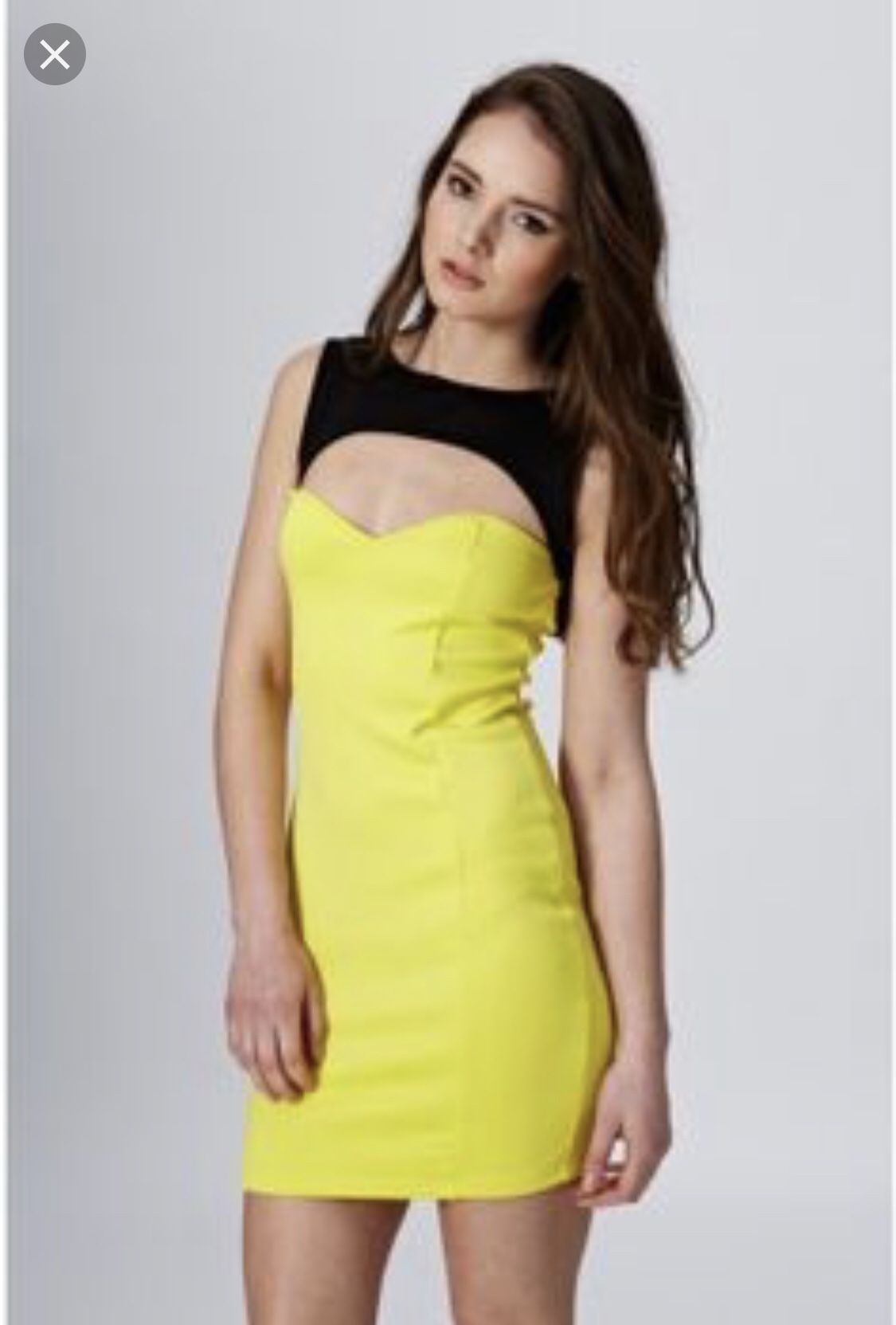 Rare neon yellow contrast panel cut dress, NWT. Size 8,10 UK (4,6 US)