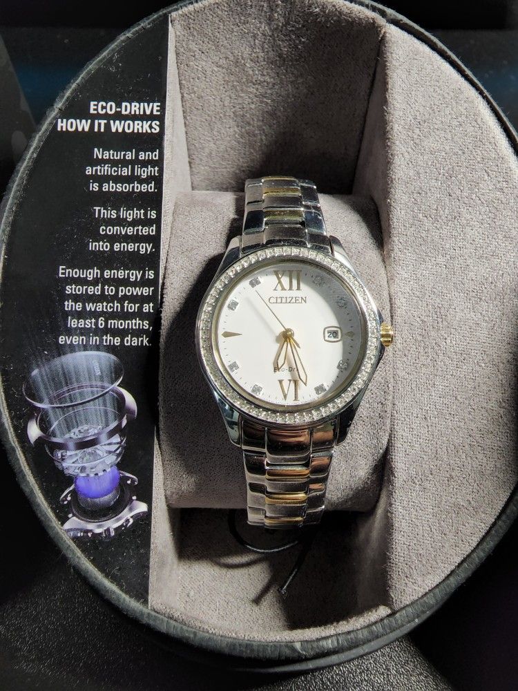 Citizen Eco-Drive Women's Two-Tone Crystal Watch FE1144-85B