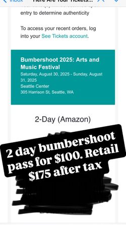 1 BUMBERSHOOT TICKET MEET DOWNTOWN