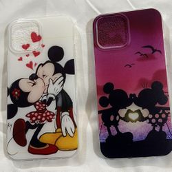  2 Pack Cute Cartoon Phone Case for iPhone 13 Pro Max Case 6.7",Anime Kawaii Girly Artistic Love Heart Sunset Cases for Women Girls Boys,Soft TPU Shoc